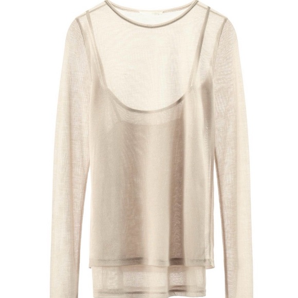 Zara Tops - Elegant Cream Sheer Women's Top